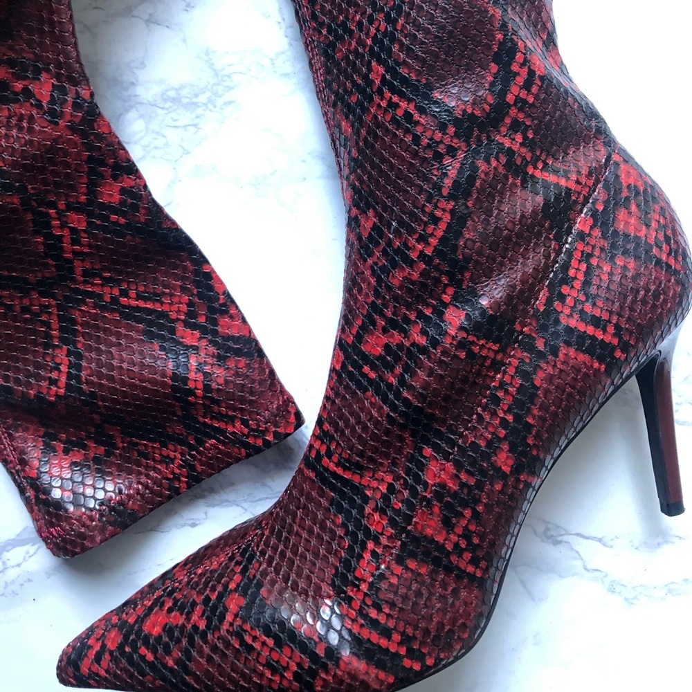 Snakeskin booties